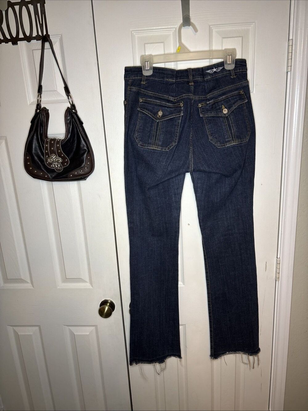 Vintage 2000s ‘Reflex’ 1X (10) Dark Wash Bootcut Jeans Raw Hem